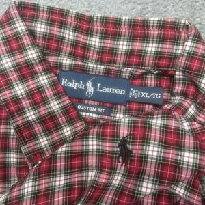 Polo Ralph Lauren Shirt Mens XL Red Button Down Plaid Pony Custom Fit Casual